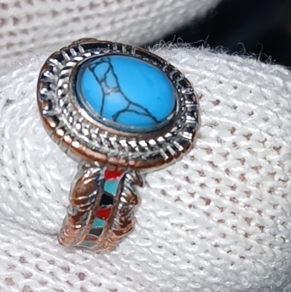 Vintage Turquoise With Gold And Silver Tone accent Size 8 Ring